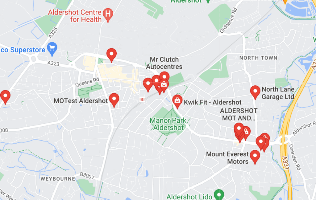 Get Found Online - 10 Local SEO Tips 2 map of mot in aldershot