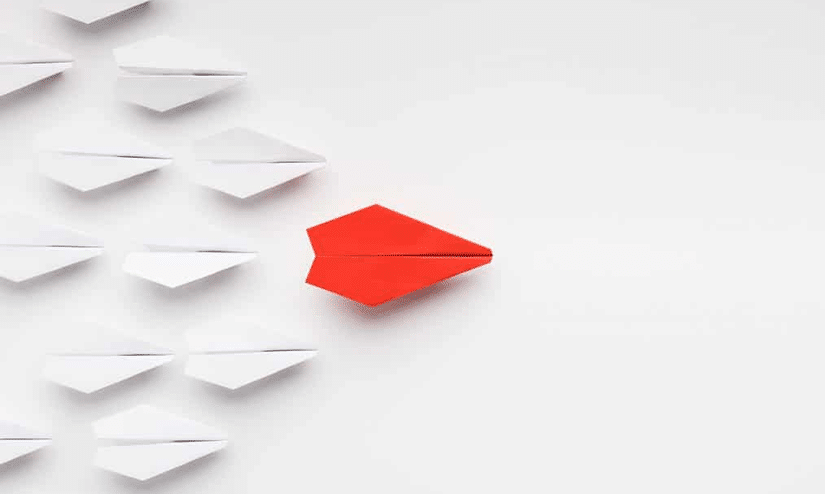 red plane leading white planes